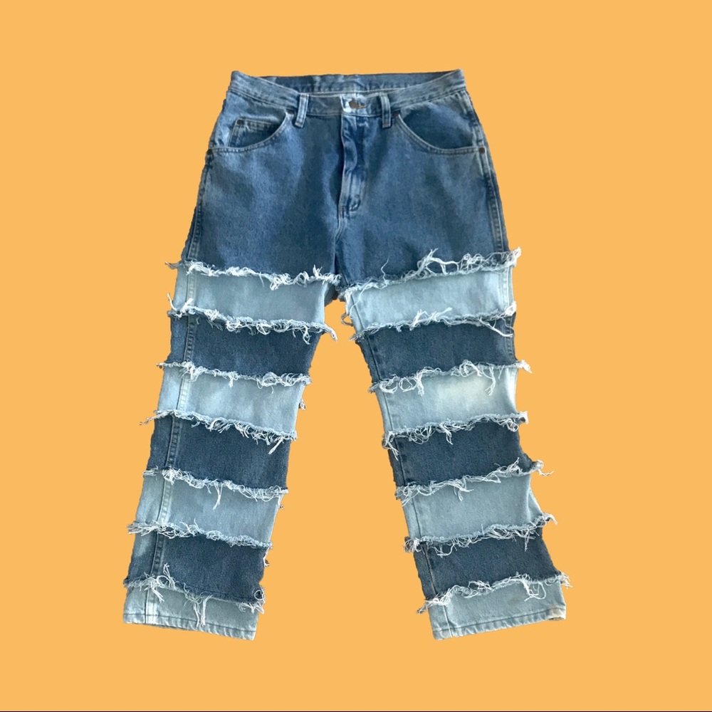 Upcycled Bleached Color Block Jean